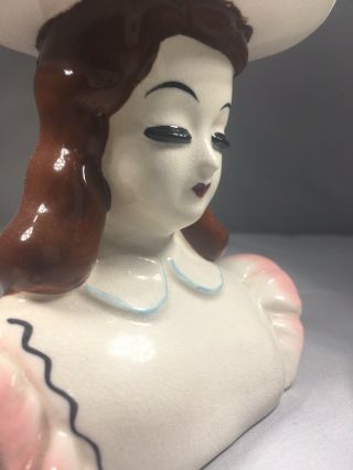 Vintage Ceramic Porcelain Lady In Pink Head Vase Small
