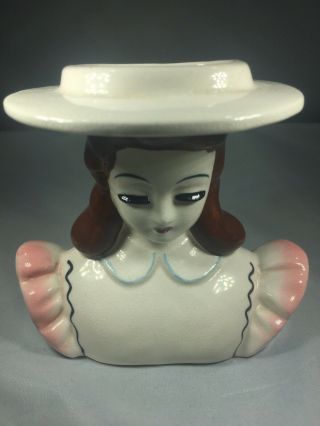 Vintage Ceramic Porcelain Lady In Pink Head Vase Small 2