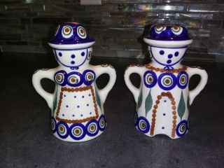 Boleslawiec Polish Pottery Boy And Girl 5 " Salt & Pepper Shakers Pair