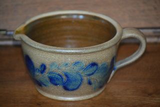 Cooksburg Pottery Batter Bowl Salt Glazed Cobalt Decorated Stoneware - Kk 1986