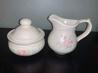 Pfaltzgraff Tea Rose Creamer And Sugar Bowl With Lid