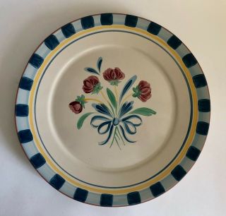 Vintage Lenox Poppies On Blue Terra Cotta Serving Platter 13 3/4 " Portugal