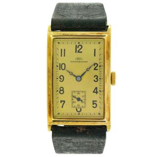 Vintage Iwc Art Deco,  Curvex Rectangular Watch,  Cal.  87,  14k Yellow Gold,  1930s