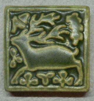 Motawi Tileworks Medieval Stag 3 " X 3 " Arts And Crafts Celadon Green