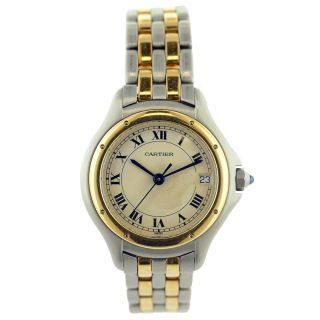 Cartier Panthere Cougar 119000r Beige Dial 18k Gold,  Stainless Steel Ladies Watch