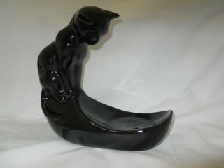 Vintage Camark Pottery Ceramic Black Cat Fish Bowl Holder Tstickers C20