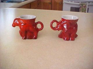 Frankoma Gop And Dem Elephant And Donkey Cups Dated 1976
