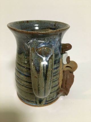 Vintage whimsical WAGNER STONEWARE Hand Crafted Coffee Mug 3D Pottery 2
