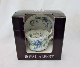 Royal Albert July Tea Cup And Saucer Flower Of The Month Forget Me Not