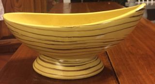 Vintage Mid - Century Mccoy Pottery Yellow With Brown Planter Oval