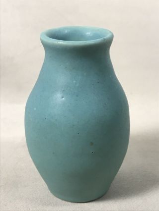 Pv04936 Vintage Small American Art Pottery Van Briggle Blue Green Bud Vase
