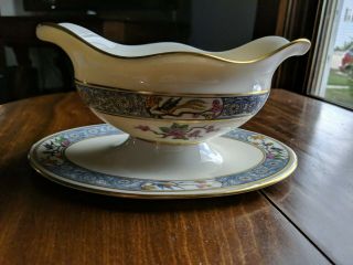 Lenox Ming Bird Gravy Boat With Under Attached Plate