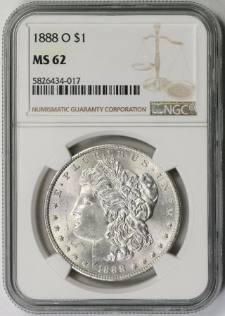 1888 - O Morgan Dollar Silver $1 Ms 62 Ngc