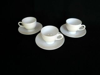 Wedgwood Elegant All White Smooth Bone China 3 Cups/saucers