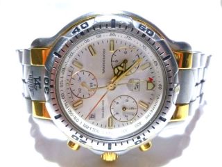 Tag Heuer Ch1150 Stianless Steel 18k Gold Mens Chrono Wristwatch Watch