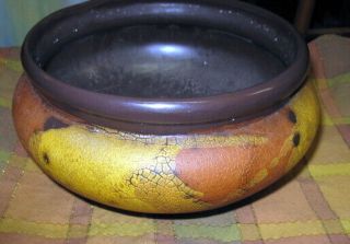 Vintage Royal Haeger Earth Wrap Pottery Bowl Brown Snakeskin 10 " X 9 "