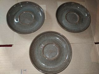 Set of 3 DENBY English Stoneware GREYSTONE Coffee Mugs Cups and Saucers England 2