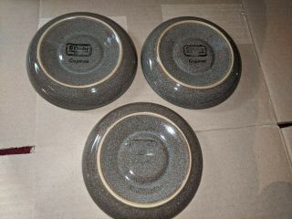Set of 3 DENBY English Stoneware GREYSTONE Coffee Mugs Cups and Saucers England 3