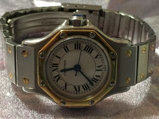Cartier Santos Octagon 18k Gold & Stainless Steel Automatic 25mm Ladies Watch