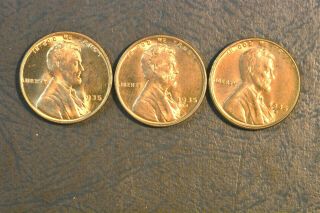 1935 - P,  1935 - D,  1935 - S Lincoln Cent - Unc Red - Coins