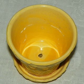 Vintage McCoy Pottery Yellow Quilted Rose Diamond Flower Pot Planter 3.  5 X 4 2
