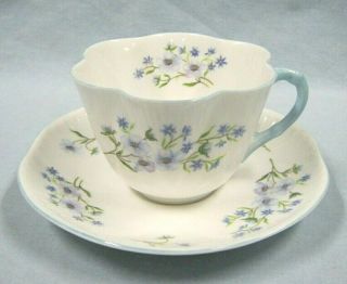 Shelley England Blue Rock Dainty Shape Tea Cup & Saucer W/blue Trim Ex.  C
