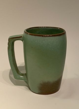 Frankoma Pottery Prairie Green Coffee Mug,  Plainsman Pattern,  Sapulpa Red Clay