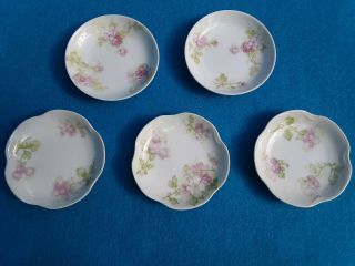 Vintage Limoges Hawiland France 5 Butter Pats 3 " Round Plates Soft Pink Flowers
