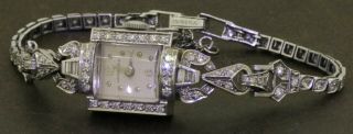 Longines Heavy Antique Platinum 2.  40ct Vs1/g Diamond Ladies Mechanical Watch