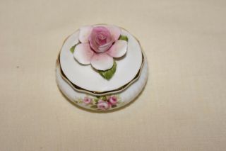 Vintage Royal Albert Bone China Flower Of The Month Series Trinket Box 1970 Rose