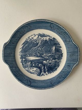 Vintage Royal China Currier & Ives The Rocky Mountains Handled Plate Dish 11.  5”