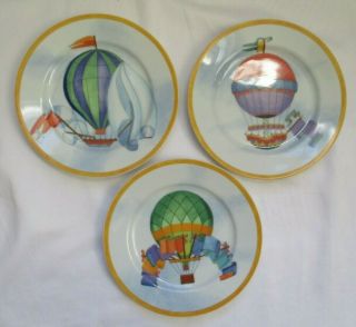 Williams - Sonoma Montgolfiere Hot Air Balloons Salad /dessert Plates - Set Of 3