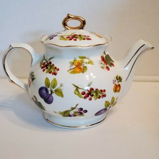 Vintage James Sadler England Teapot Fruit & Berries