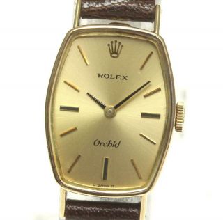 Rolex Orchid 18k Yellow Gold Cal,  1400 Gold Dial Hand Winding Ladies Watch (a).