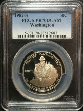 1982 - S 50c Washington Commemorative Silver Half Dollar Proof Pcgs Pr 70 Dcam Pf