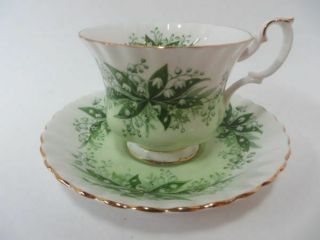 Royal Albert Teacup & Saucer Melody Series Concerto Green Lily Of The Valley