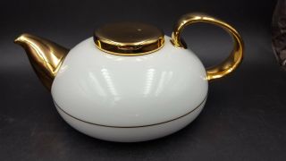 Mlesna Porcelain Retro Teapot One Cup Gold And White