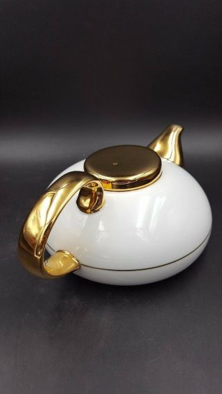 Mlesna Porcelain Retro Teapot One Cup Gold and White 3