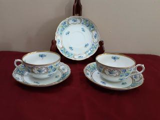 5pc Vtg Schumann Arzberg Germany Forget Me Not (2) Cups & (3) Saucers