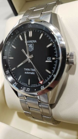 Tag Heuer Carrera Auto Gmt Twin Time Calibre 7 Black Dial 38mm