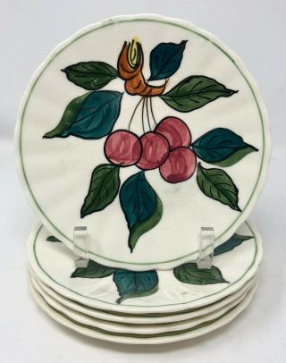 Five Vintage Blue Ridge Southern Pottery Plates,  Jubilee Fruit With Cherries