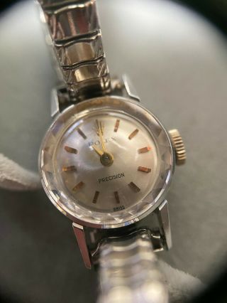 Rolex Precision 18k White Gold Cal.  1400 Hand Winding Ladies Watch Rare