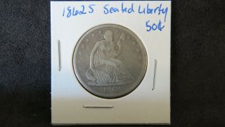 1862 - S Seated Liberty Half Dollar Civil War Era Coin Great Detail
