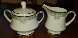 Vtg Legendary By Noritake " Lunceford " 3884 Pattern Creamer & Sugar Bowl With Lid