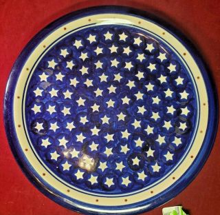 Polish Pottery Zaklady Ceramiczne Boleslawiec Blue Star America Dinner Plate 11 "