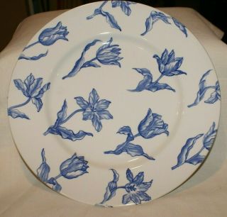 Royal Stafford Tulip Daffodil Floral Flowers Blue & White 11 " Dinner Plate