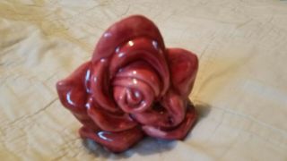 Vintage Pottery Wine Red Rose Wall Pocket Planter Unmarked