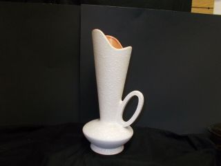 Mcm California Pottery Large Pitcher Vase Splattered Finish W/ Tangerine Inside