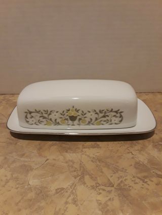 Covered Butter Dish Mid - Century Sterling Fine China Florentine Pattern Japan