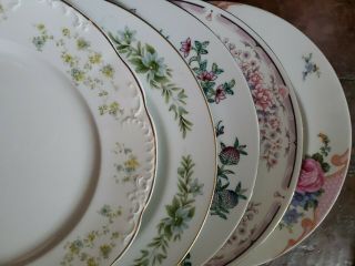 5 Vintage Mismatched China Dinner Plates Set Of 5 Pink Gold Florals